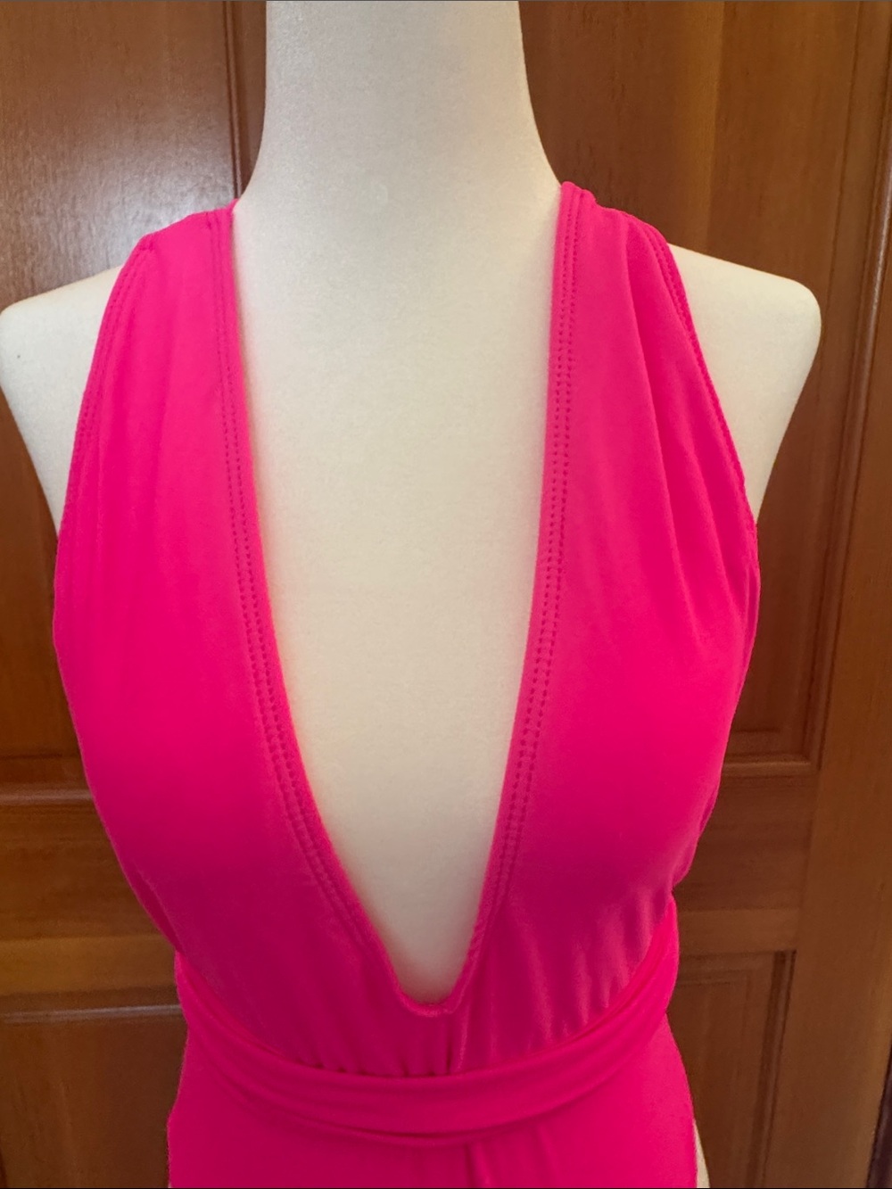 One-Piece Swimsuit - Bright Hot Pink - Picture 4 of 4